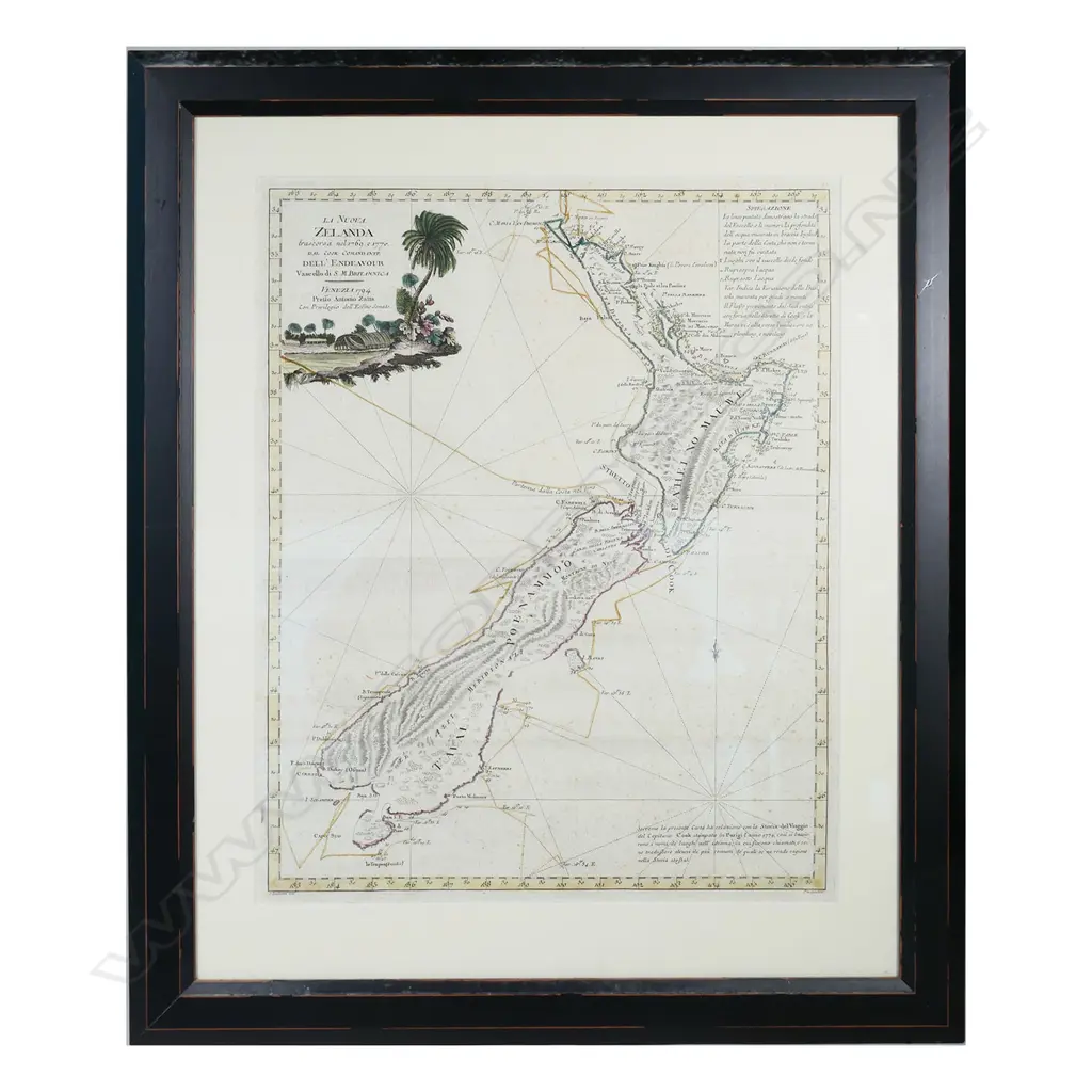1794 Antonio Zatta map of New Zealand coloured engraving, Image 1++
